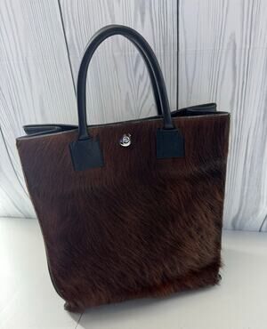 Spinneybeck Leather Hair Hide Tote W/ Porsche Closure Rare & Unique